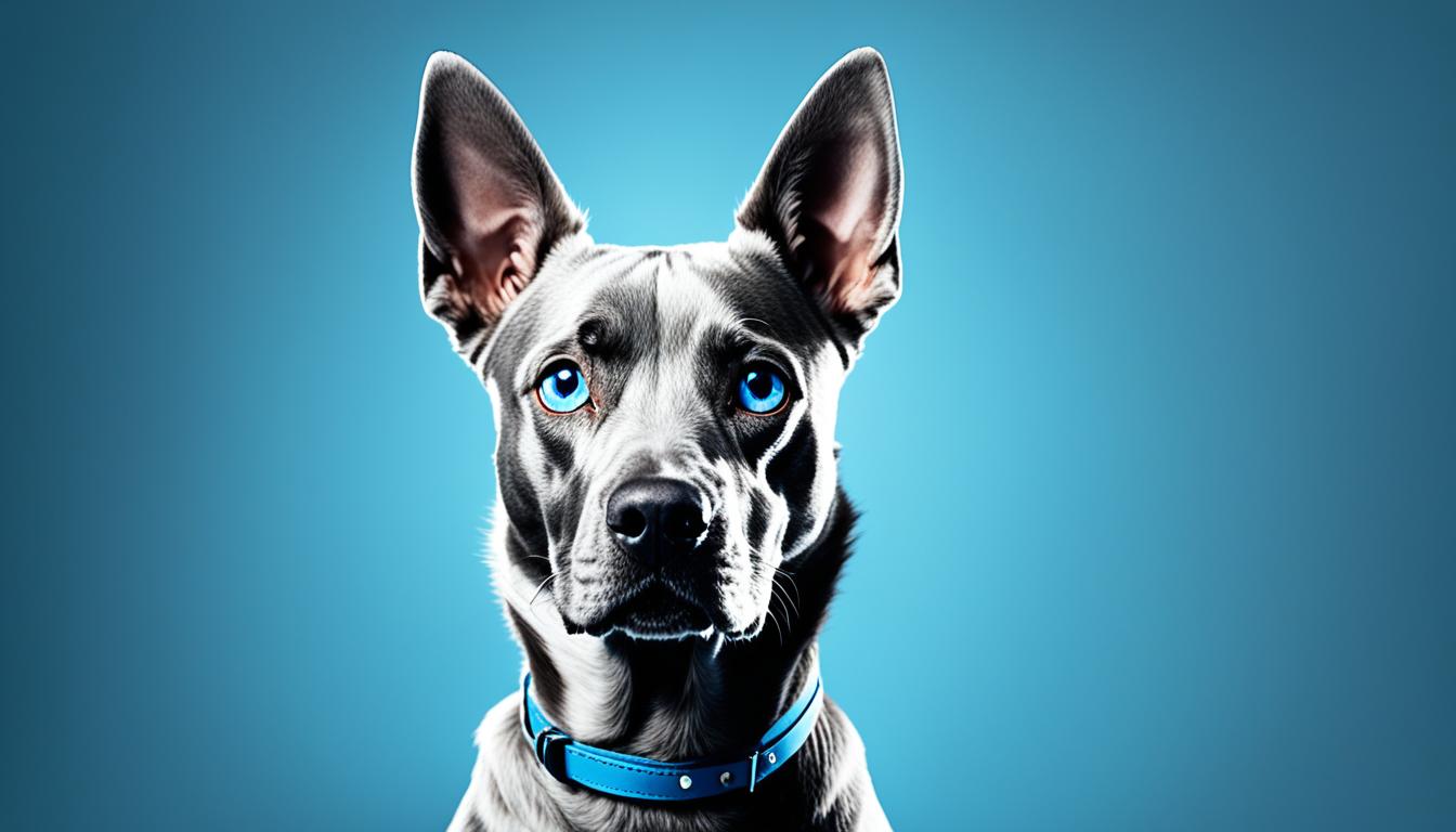 perro gris ojos azules